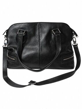 Danier Black Genuine Leather Handbag Shoulder Bag with Adjustable Strap